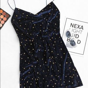 Dark Blue Starry Velvet Dress